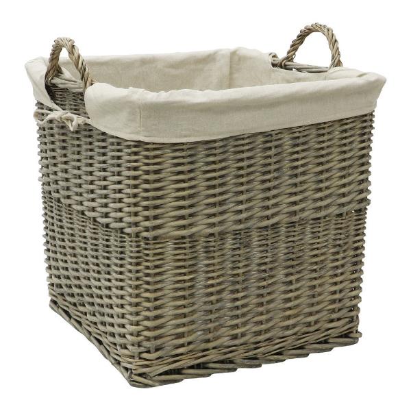 Antique Wash Lined Log Basket