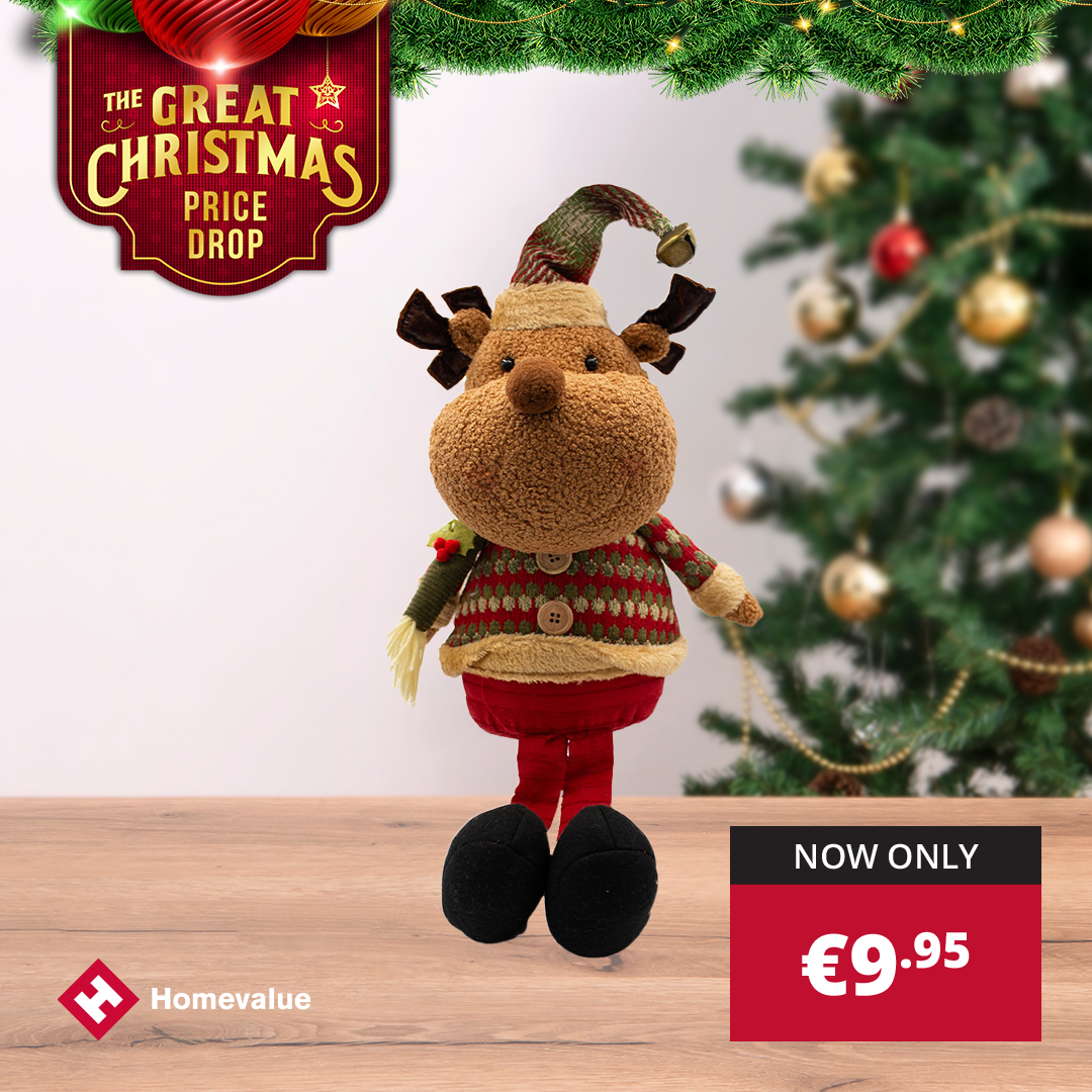 Plush Reindeer with Christmas Jumper 55cm