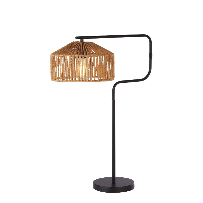 Lux & Belle Table Lamp - Black Metal & Natural Jute Effect