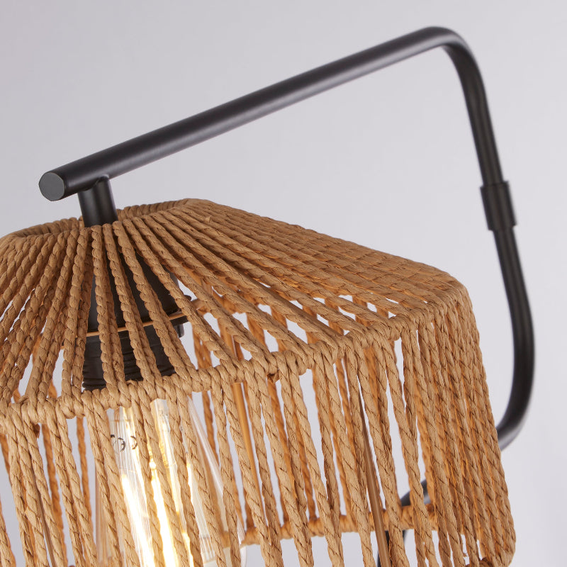 Lux & Belle Table Lamp - Black Metal & Natural Jute Effect