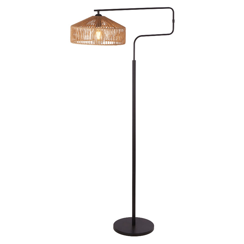 Lux & Belle Floor Lamp -Black Metal & Natural Jute Effect