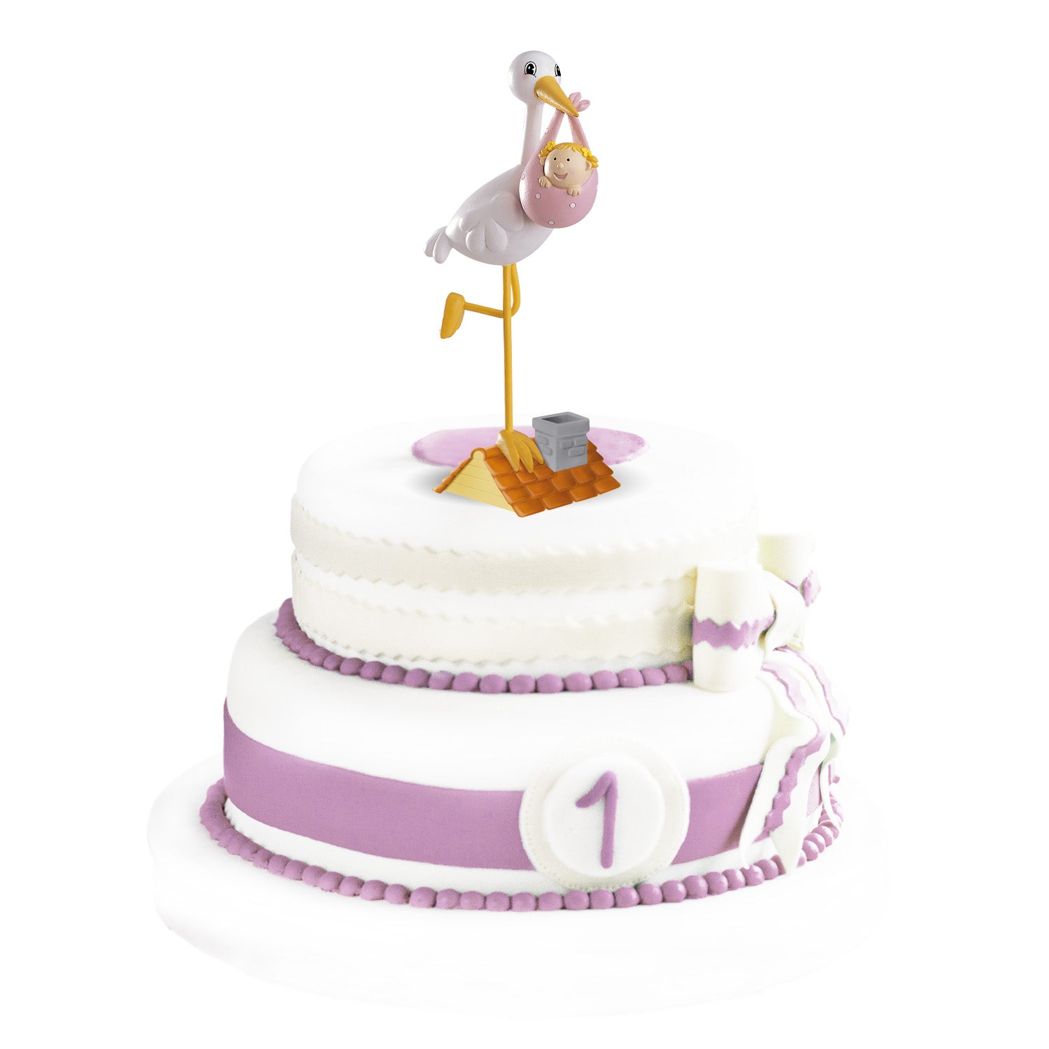 Christening Baby Girl Stork 18cm