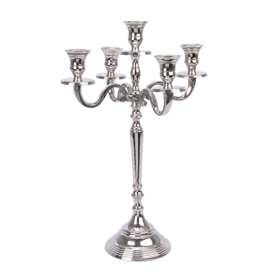 Kaemingk Polished Nickel Candle Holder 40cm