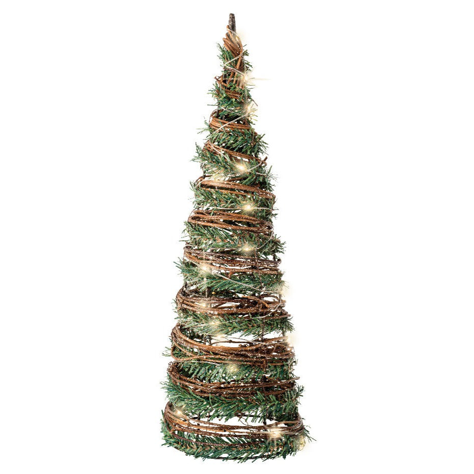 Kaemingk LED Rattan Cone Christmas Tree Decoration