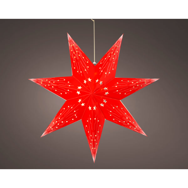 Kaemingk Red Paper Christmas LED Star Decoration