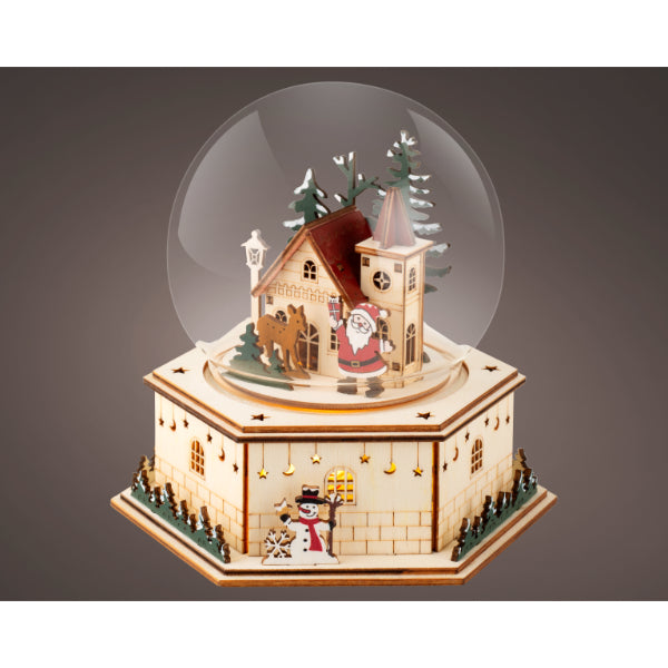 Kaemingk Wooden Christmas Santa Snow Globe