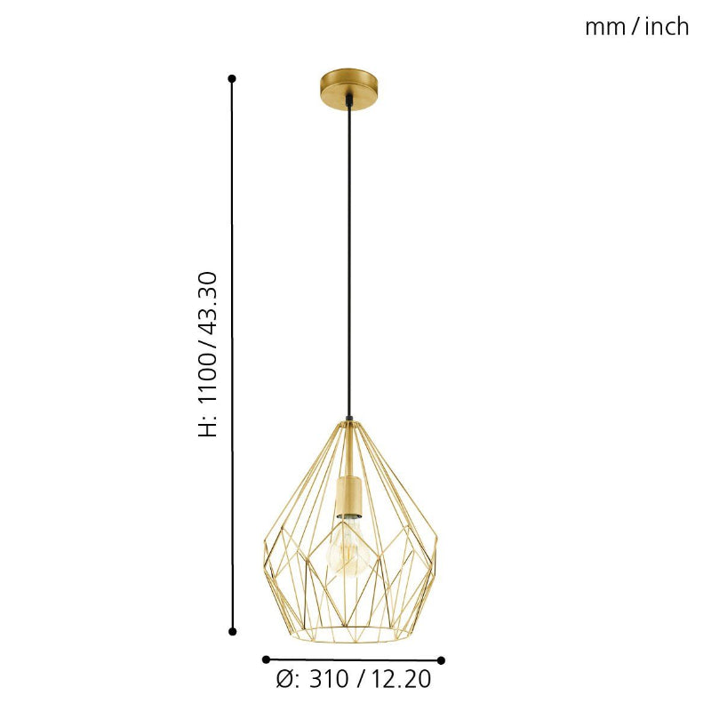 CARLTON Gold Pendant Ceiling Light