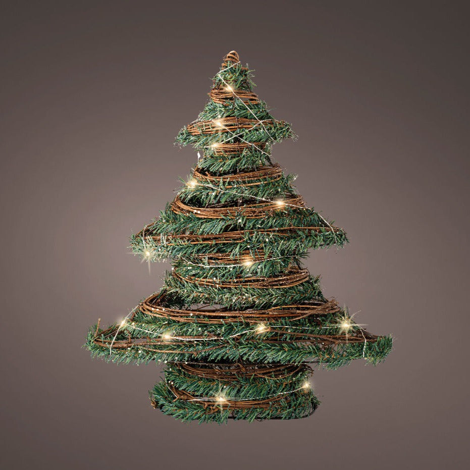 Kaemingk Rattan LED Christmas Tree Decoration