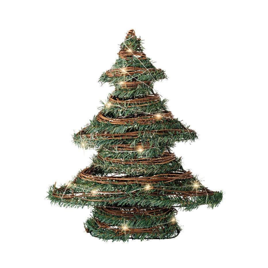 Kaemingk Rattan LED Christmas Tree Decoration