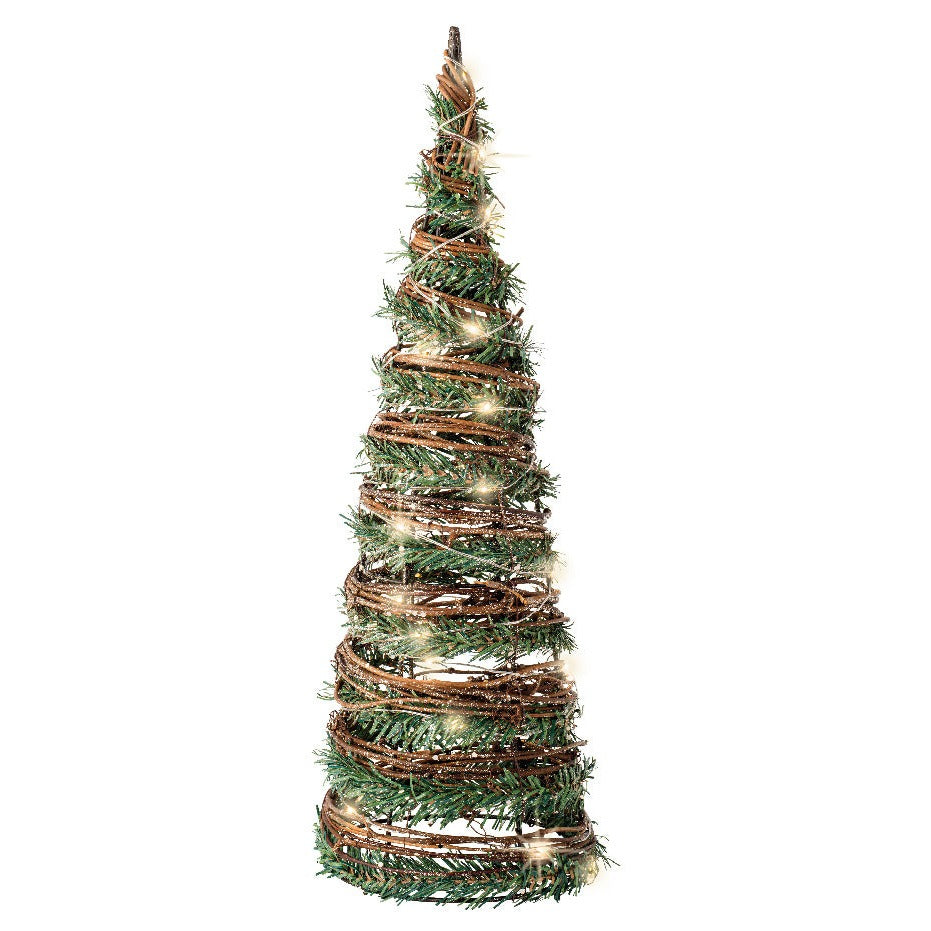 Kaemingk Rattan LED Christmas Tree Decoration