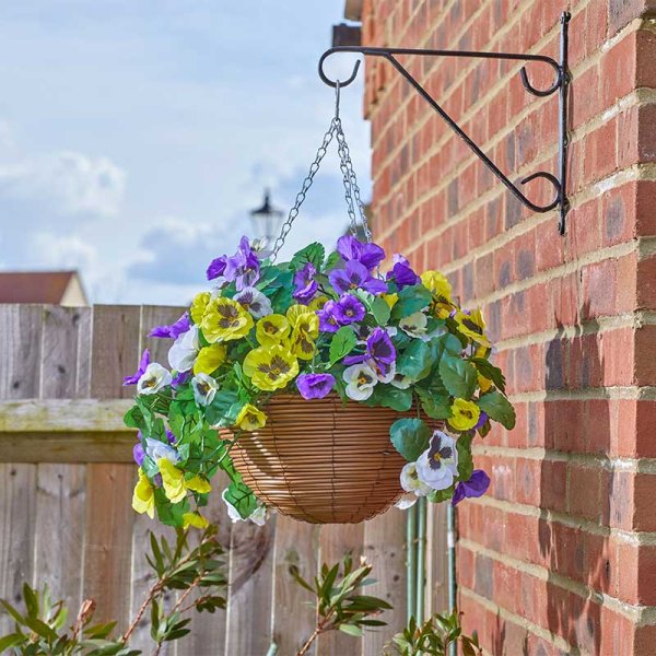 Artificial Hanging Basket Pansy Pourri