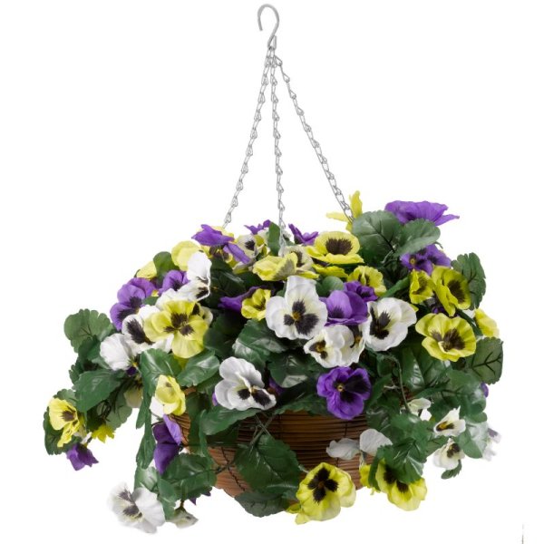 Artificial Hanging Basket Pansy Pourri