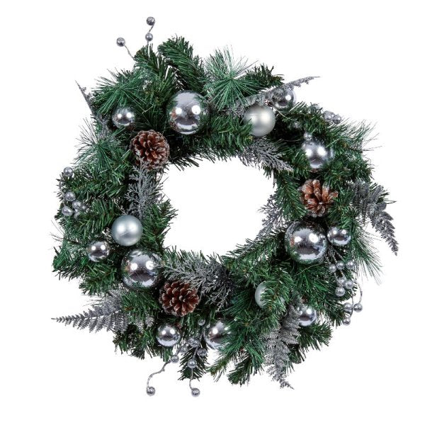 Christmas Baubly Wreath Silver 40cm