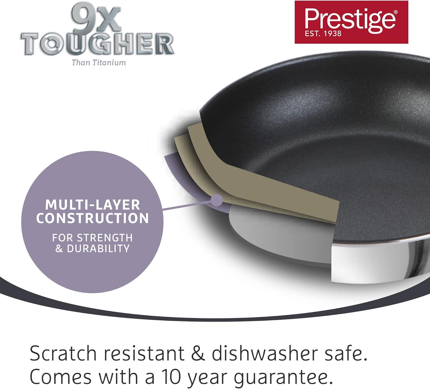 Prestige 9 X Tougher Stainless Steel Frying Pan 31cm