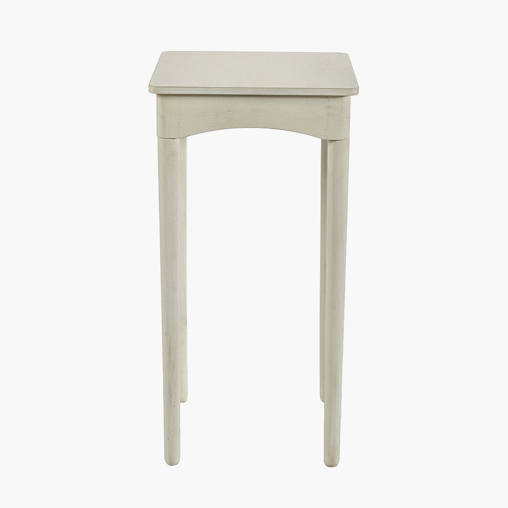 Naha Elizabeth White Pine Wood Square Occasional Table