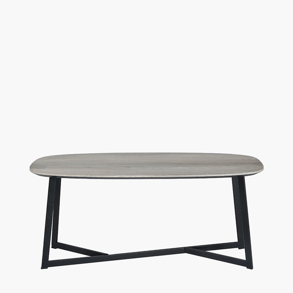 Ukiah Grey Oak Veneer and Black Metal Coffee Table