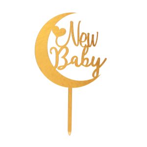 Cake Topper New Baby Golden Moon