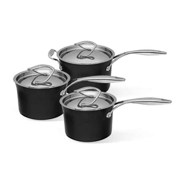 Circulon Style Hard Anodised 3 Piece Saucepan Set