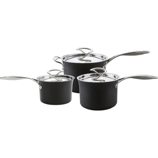 Circulon Style Hard Anodised 3 Piece Saucepan Set