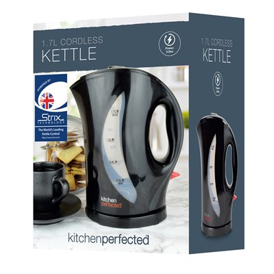 KitchenPerfected 2Kw 1.7Ltr Cordless Kettle - Black