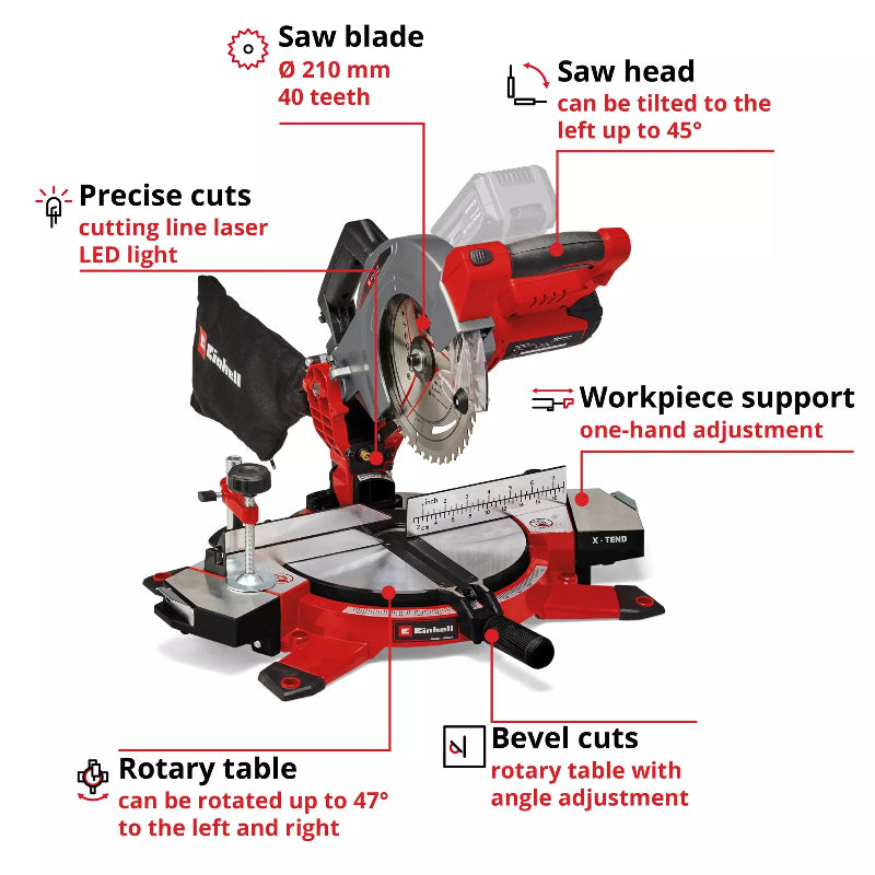 Einhell Power X-Change 18V Cordless Double Bevel Mitre Saw - Bare