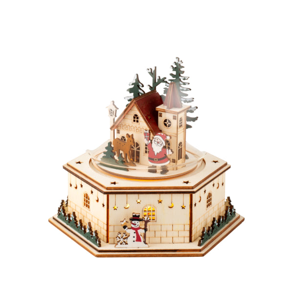 Kaemingk Wooden Christmas Santa Snow Globe