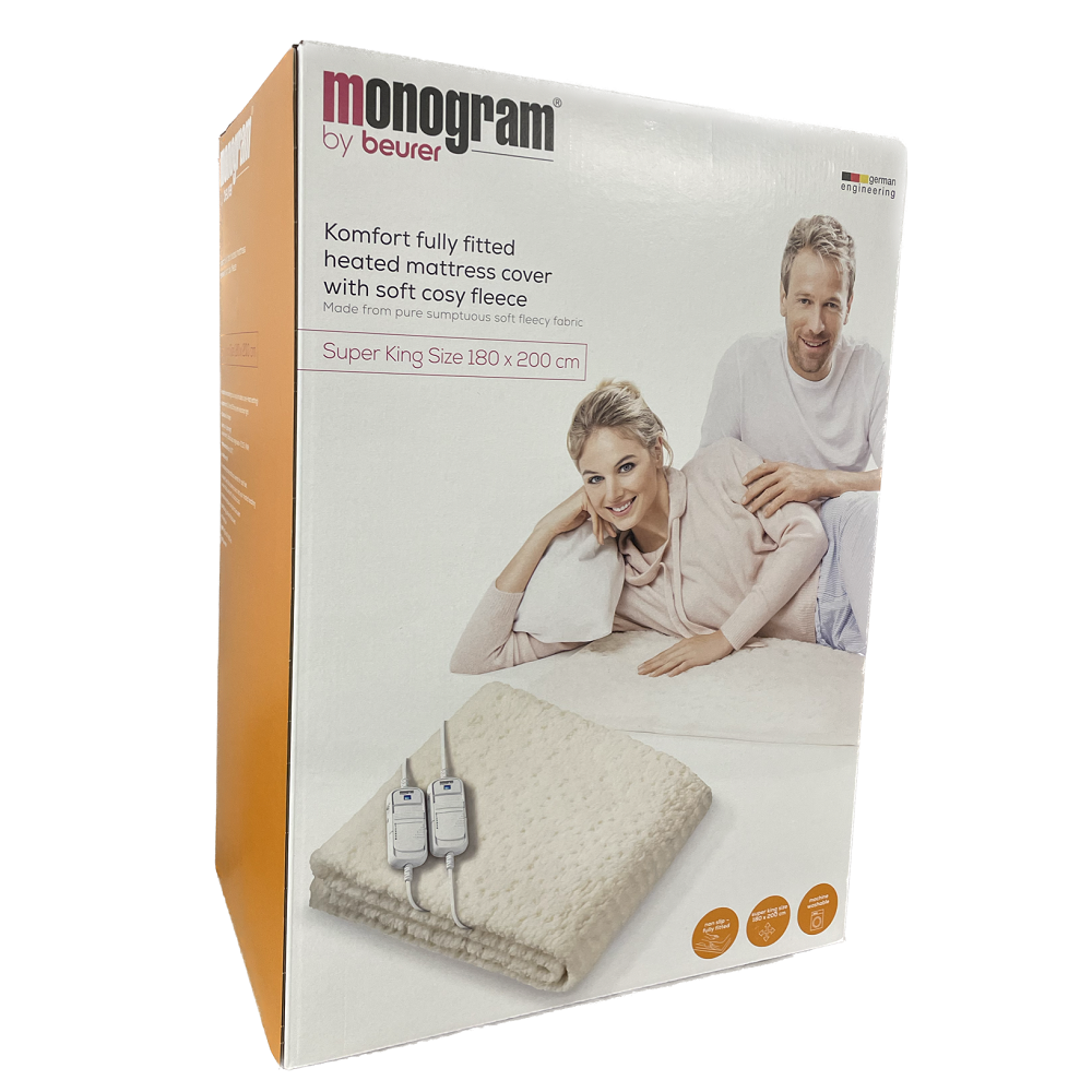 Monogram Super King Size Dual Control Fleece Electric Blanket