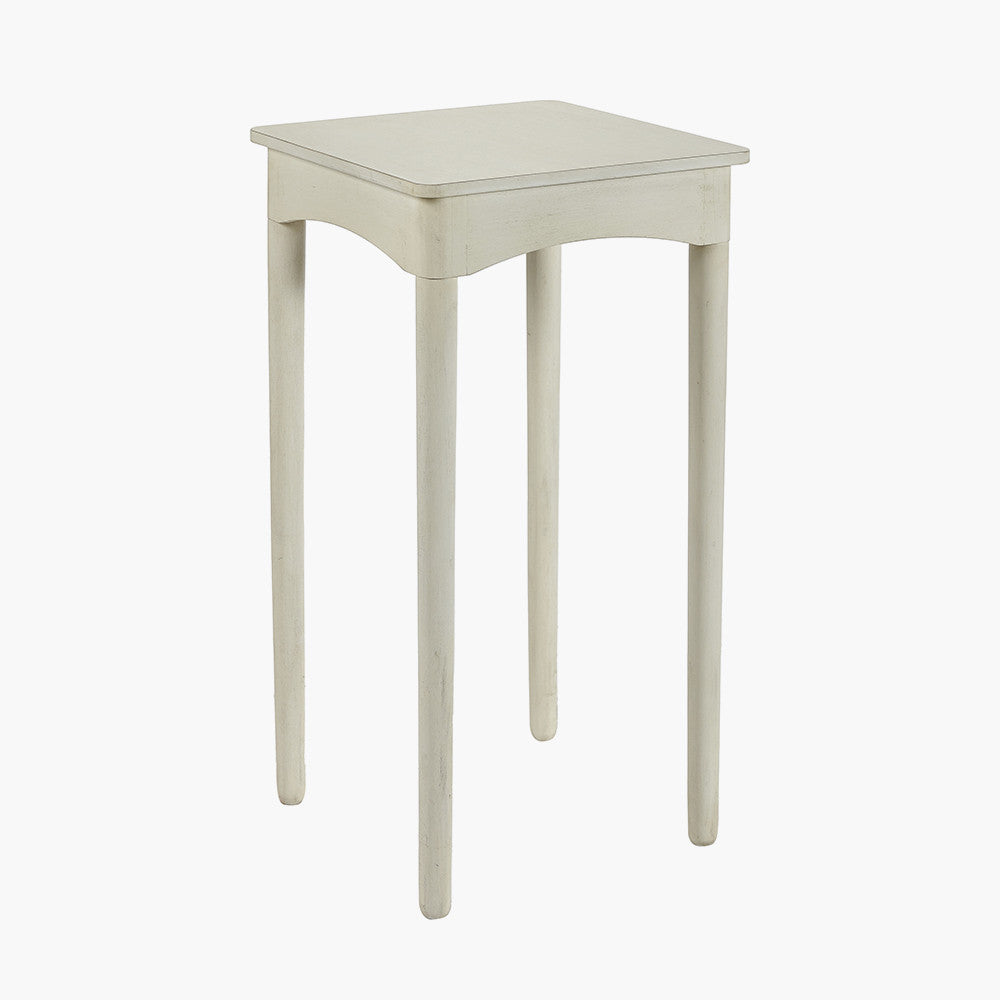 Naha Elizabeth White Pine Wood Square Occasional Table