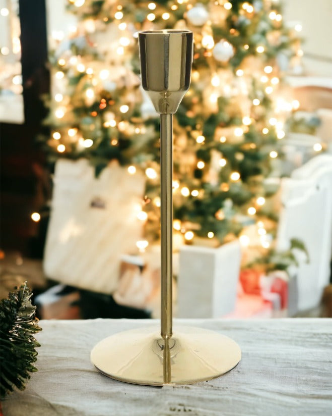 Kaemingk Single Brass Christmas Candle Holder 20.5cm