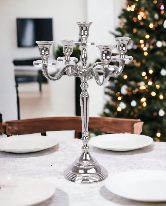 Kaemingk Polished Nickel Christmas Candle Holder 40cm