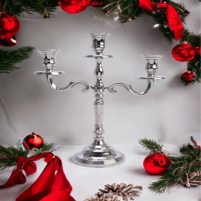 Kaemingk Polished Nickel Christmas Candle Holder 30cm