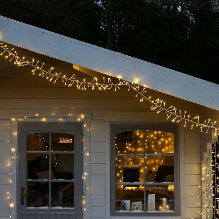 1000 Multi Function Christmas Cluster Light - Cool White/White Cable