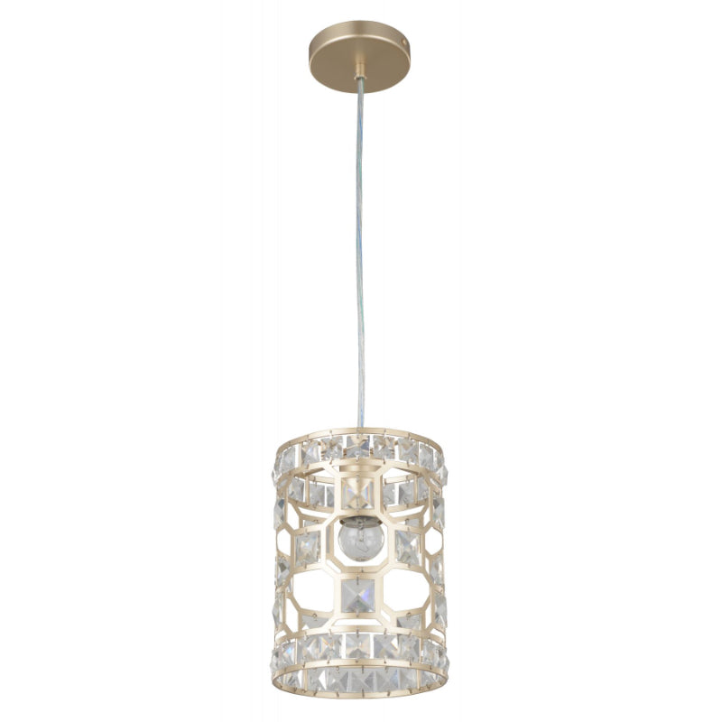 Diana 1 Light Crystal Pendant Champagne Gold