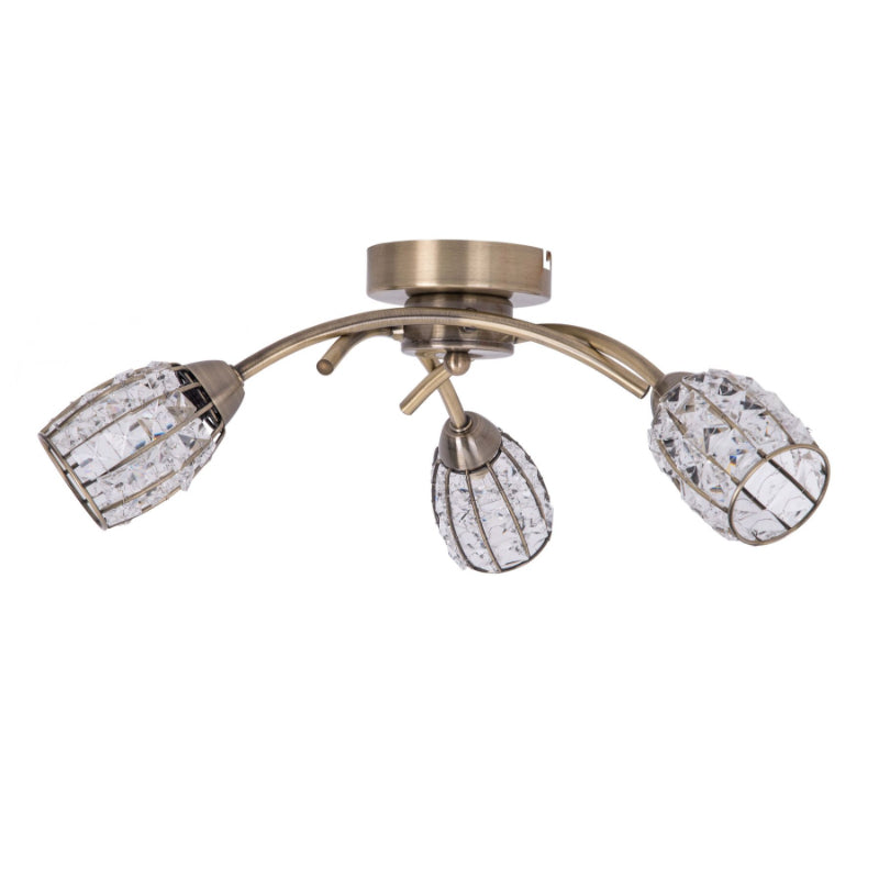 Roma 3 Light Antique Brass with Crystal Shade