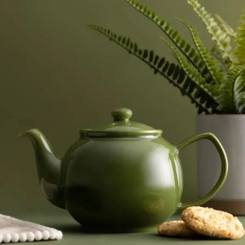 Olive Green 6 Cup Ceramic Teapot