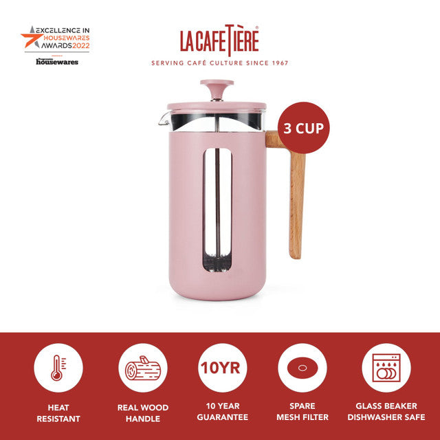 La Cafetière Pisa 3 Cup Cafetiere - Pink