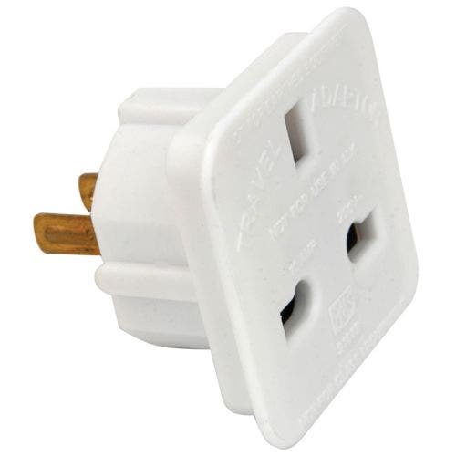 Powermaster Electrical 2 Pin Flat Travel Adaptor 13 amp