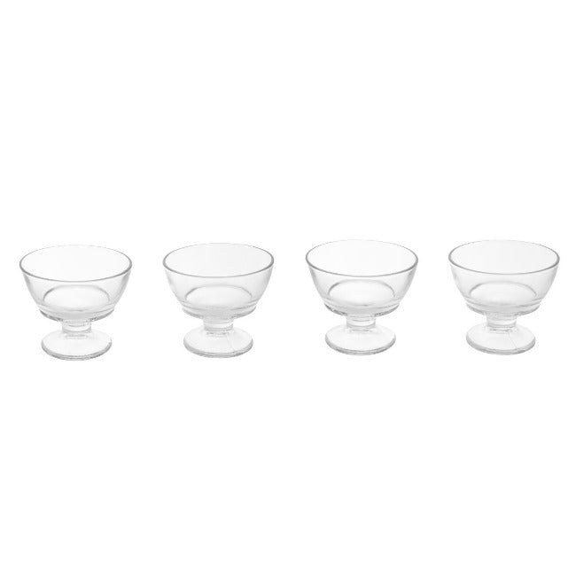 Set of Four Round Glass Torta Dessert Dishes