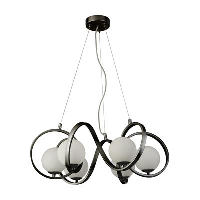 TWISTER 6LT CEILING PENDANT - BLACK METAL & OPAL