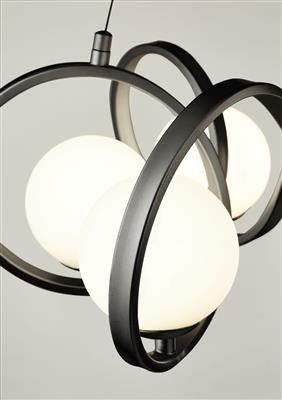 TWISTER 6LT CEILING PENDANT - BLACK METAL & OPAL