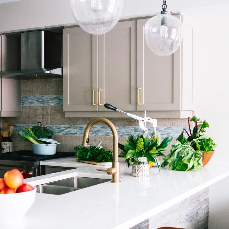 Khaki Linen Beyond Paint. Kitchen cabinet presses paint from Smyths Homevalue.