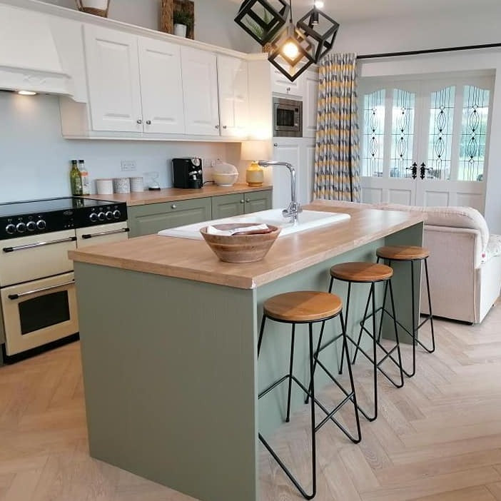 Sage Beyond Paint. All In One Sage Green Kitchen Cabinet Paint from Smyths Homevalue.