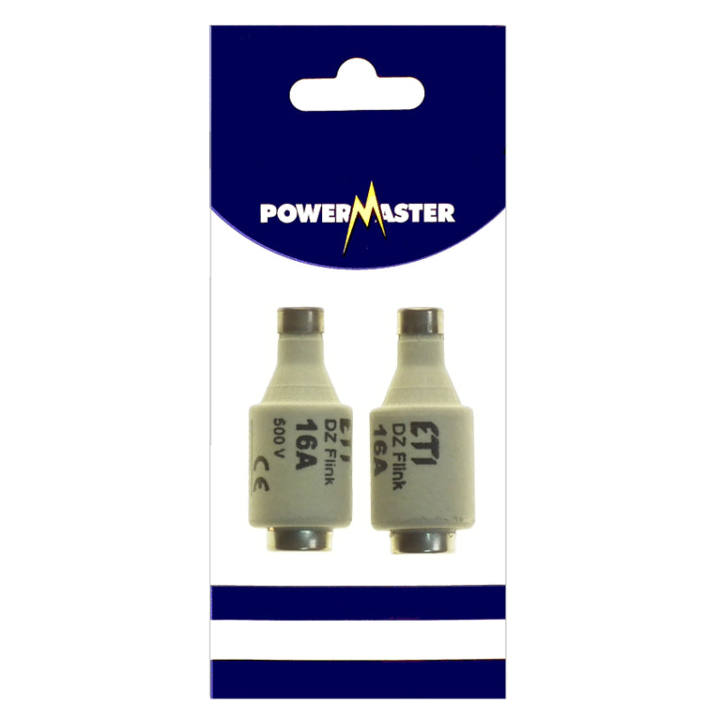 Powermaster Electrical 16 Amp DZ2 Fuses - Pack of 2