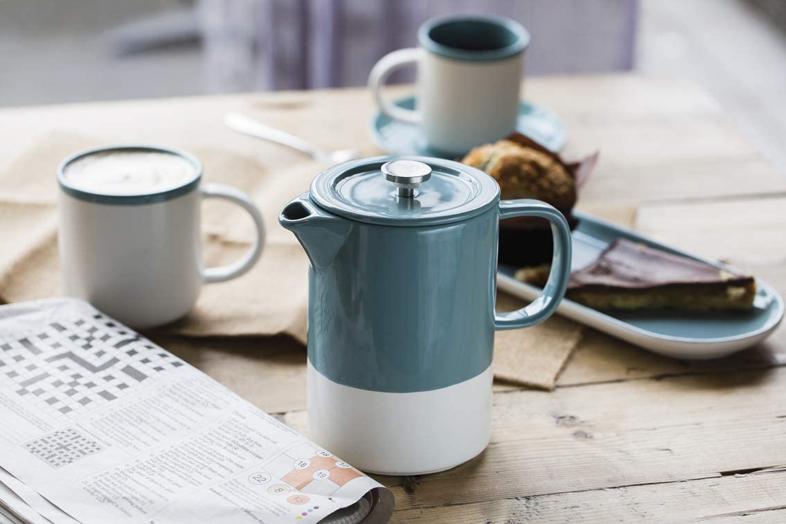 La Cafetière Barcelona Retro Blue 6 Cup Ceramic Cafetiere