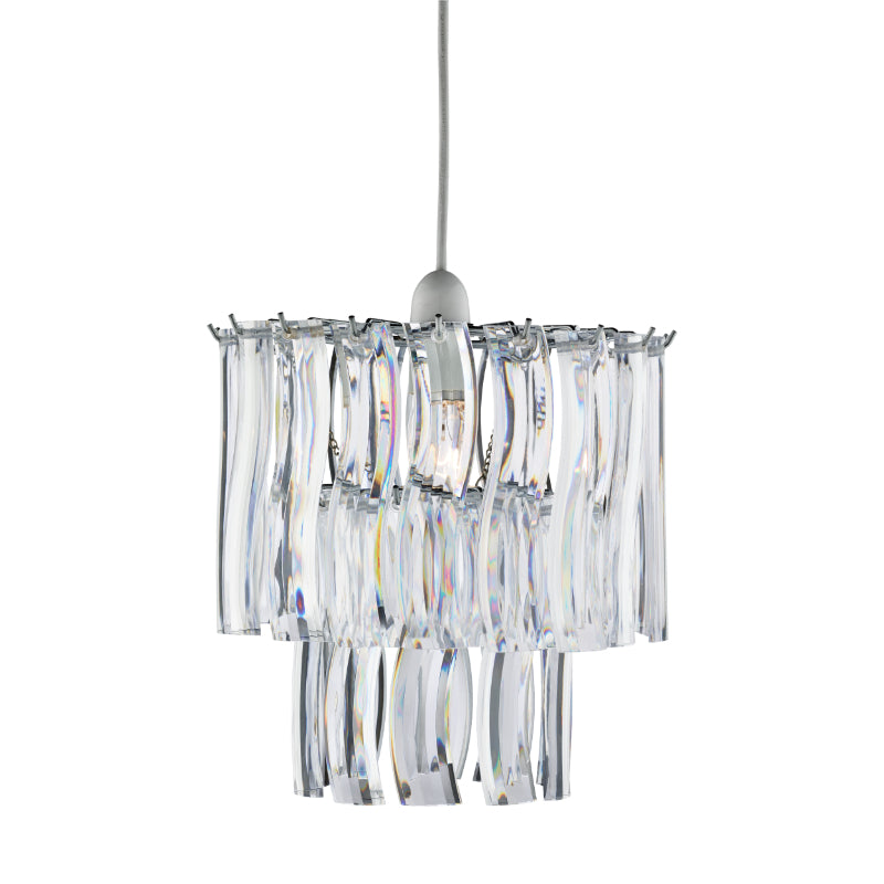 2 Tier Pendant Glass Chrome Ceiling Light