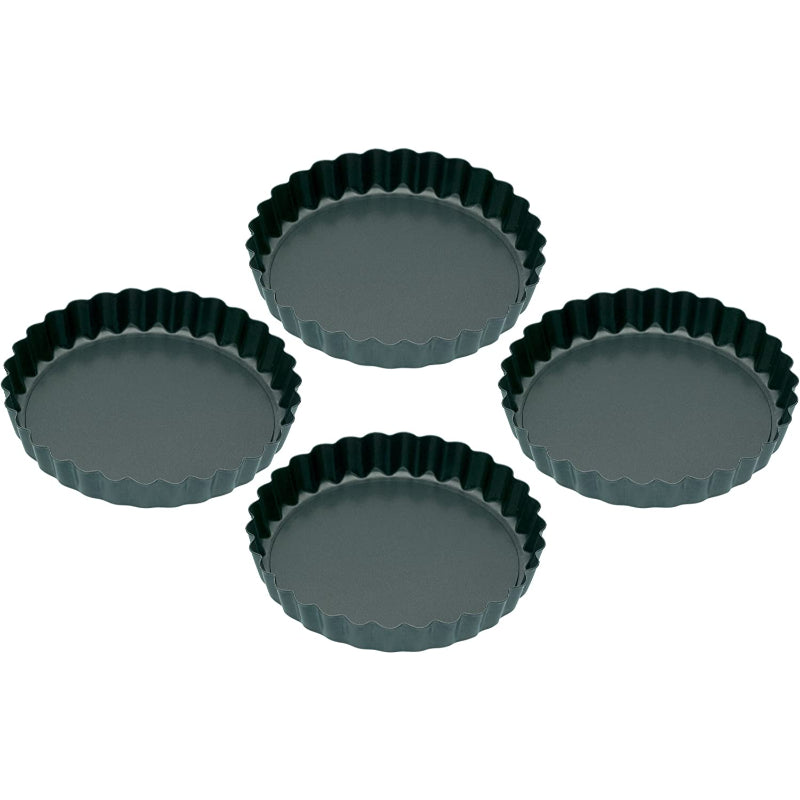 KitchenCraft Set of Four Non-Stick Mini Fluted Flan Tins