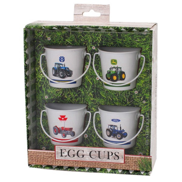 Set of 4 Bucket Egg Cups - Tractors