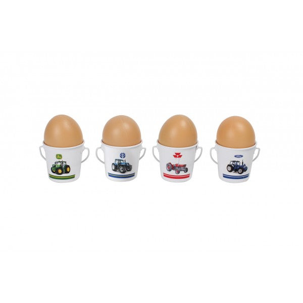 Set of 4 Bucket Egg Cups - Tractors