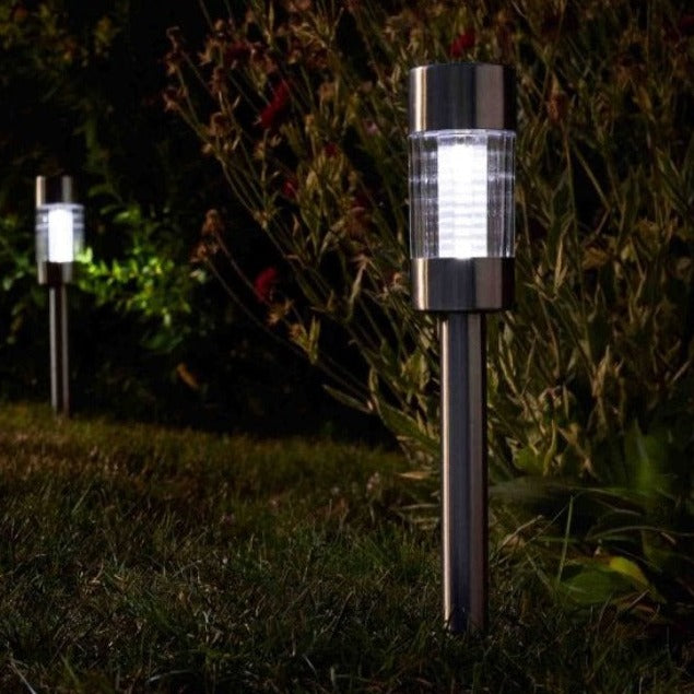 5 Pack Flare Stainless Steel Solar Garden Stake Light