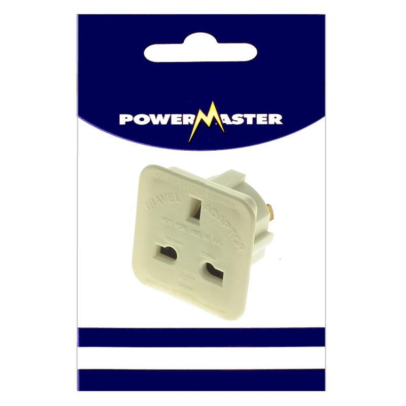 Powermaster Electrical 2 Pin Flat Travel Adaptor 13 amp